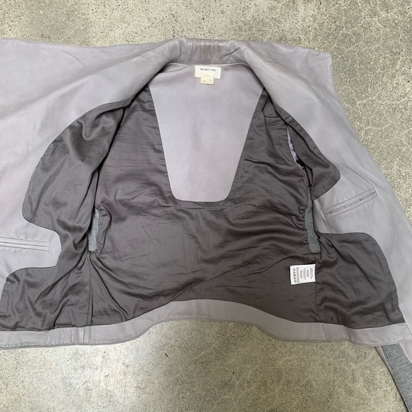 Helmet Lang Dove Gray Leather Jacket Moto Boho - Picture 2 of 6